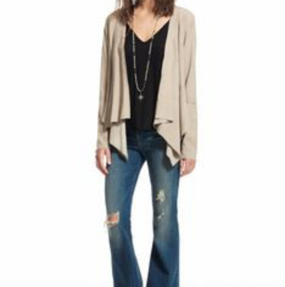 Calypso St. Barth Razna suede wrap jacket, sand